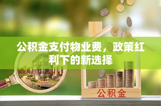 大余公积金支付物业费，政策红利下的新选择