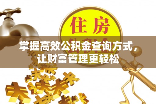 大余掌握高效公积金查询方式，让财富管理更轻松