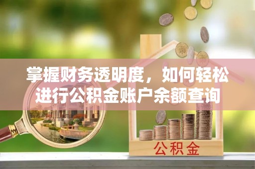 大余掌握财务透明度，如何轻松进行公积金账户余额查询